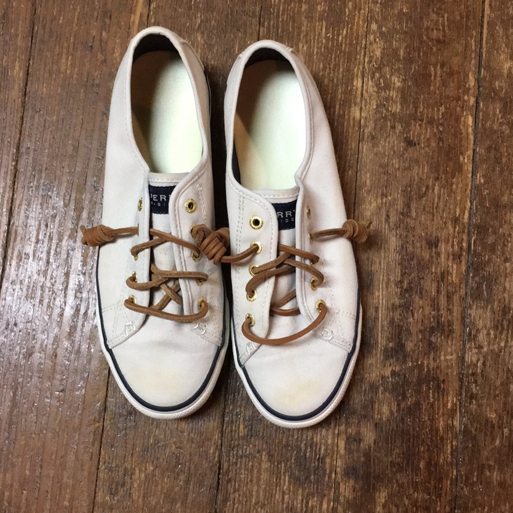 Cream Sperry Canvas Shoe - Women’s 8